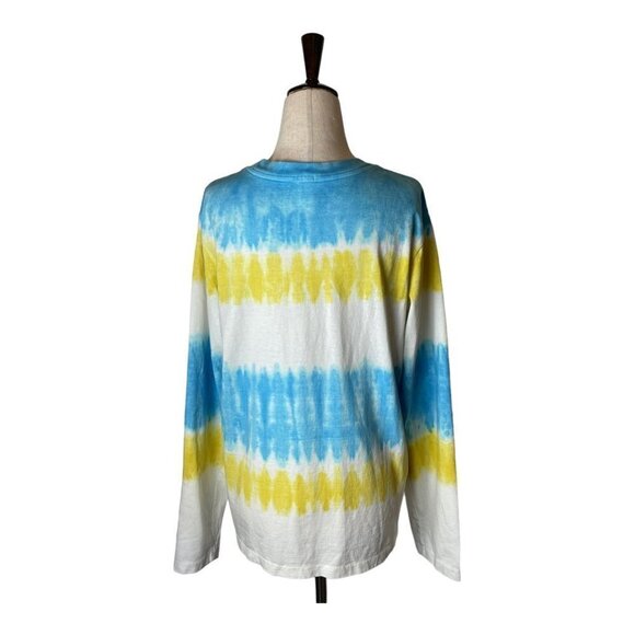 RE/DONE X Hanes Blue And Yellow Tie Dye 50s Long Sleeve Crewneck Tee Size S - Picture 4 of 8